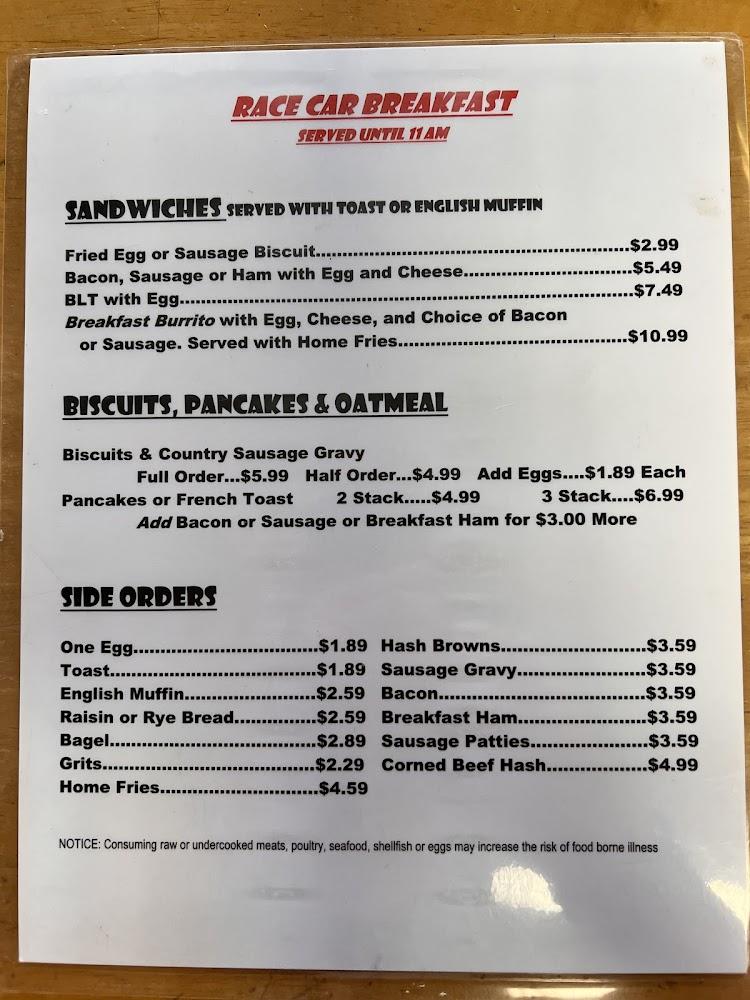 Race Car Diner Menu image 3